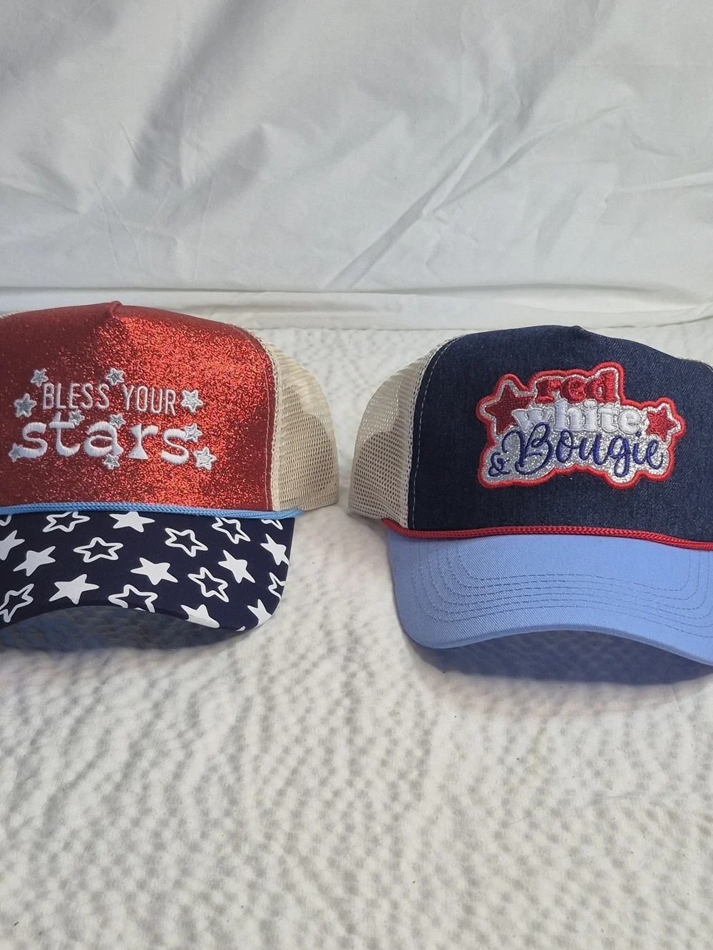 Way to Celebrate! Patriotic Trucker Hats Lot of 2 One Size Red White Blue